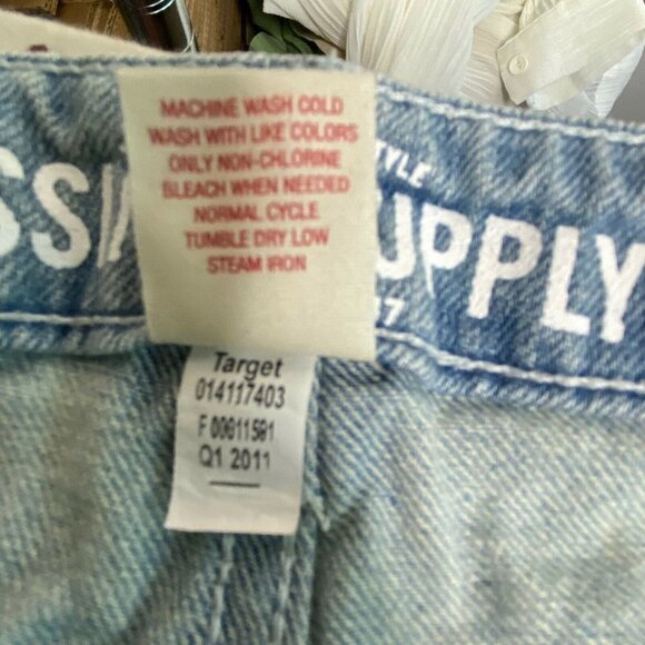 Mossimo Supply Co Juniors Jean Shorts 11 Light Blue White Distressed Denim - Picture 11 of 12